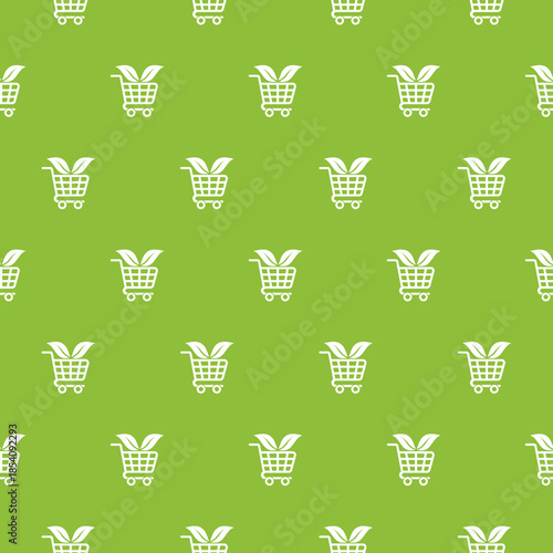 Eco shopping seamless pattern isolated on color background