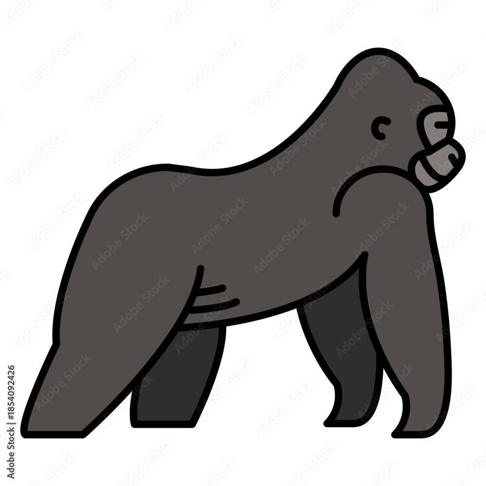 Obraz premium Simple color stroke gorilla profile