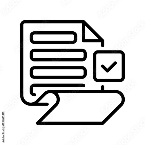 Check Document Line Icon, Outline Symbol for Contract Approval, File Validation, Verified Paperwork, Certified Report, and Agreement Sign. Vector Sign Icon.