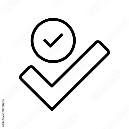 Bold Check Mark Line Icon, Outline Symbol for Task Approval, Correct Choice, Success Confirmation, Valid Answer, and Yes Vote. Vector Sign Icon.