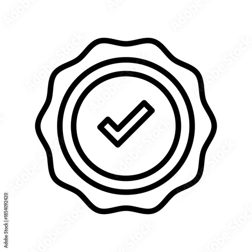 Verification Badge Line Icon, Outline Symbol for Identity Proof, Trust Seal, Quality Guarantee, Security Auth, and Official Certification. Vector Sign Icon.