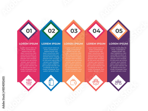 vector illustration infographic design template with 5 steps. Template for process, presentations, layout, banner, brochure.