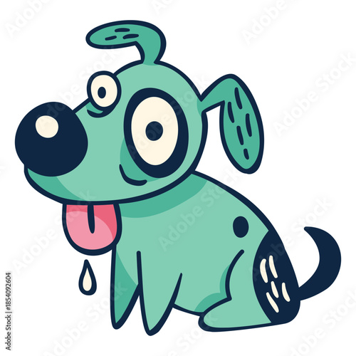 Big eyes cartoon dog with tongue out