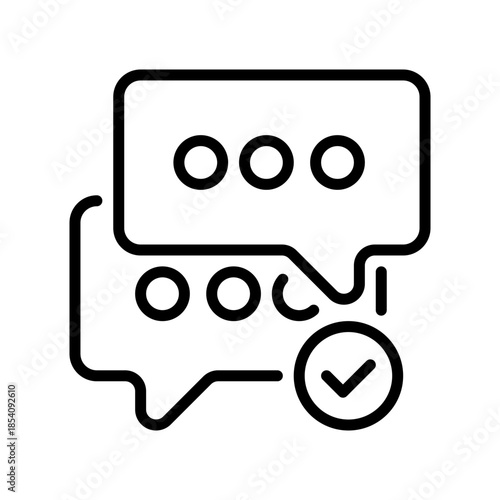 Check in Chat Bubble Line Icon, Outline Symbol for Message Read, Conversation Seen, Reply Sent, Text Delivered, and Communication Status. Vector Sign Icon.