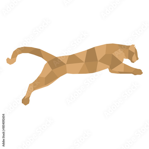 Jumping cougar polygonal color