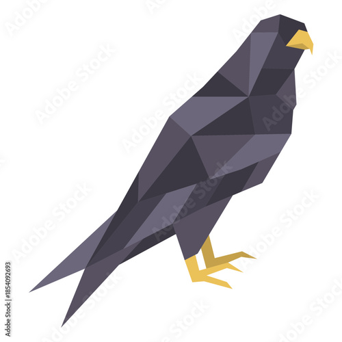 Simple standing color polygonal hawk