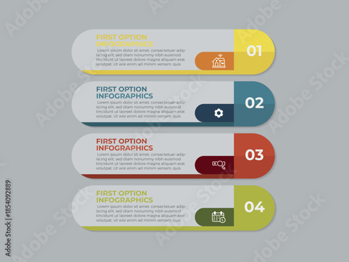 vector illustration infographic design template with 4 steps. Template for process, presentations, layout, banner, brochure.