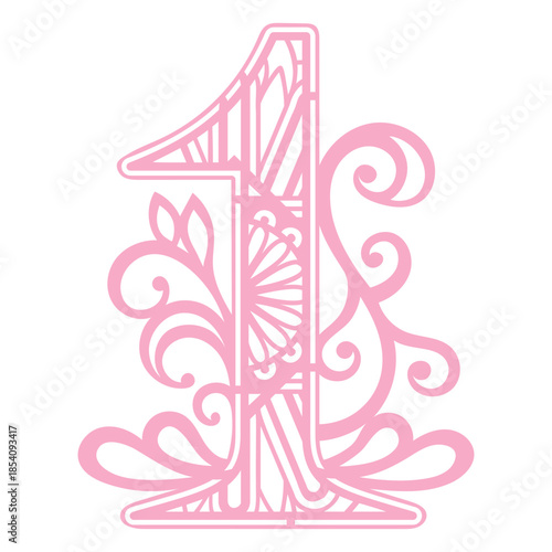 Pink number one mandala