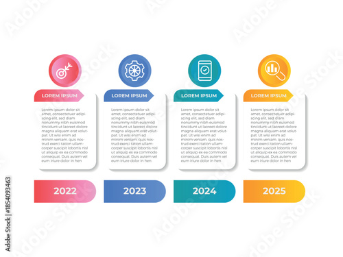 vector illustration infographic design template with 4 steps. Template for process, presentations, layout, banner, brochure.
