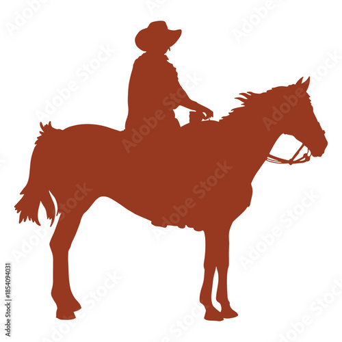 Old cowboy man on horse silhouette