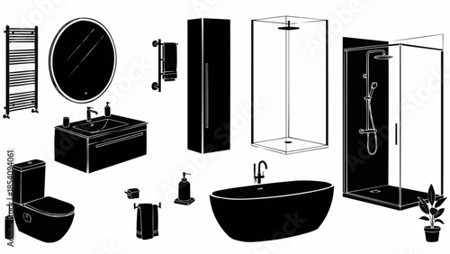 Black Bathroom Fixtures and Accessories Collection.