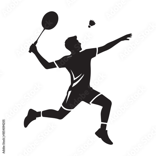 Badminton player silhouette vector