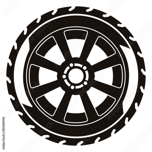 Modern car wheel cut out