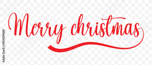 Elegant merry christmas calligraphy phrase with detailed swirls and flourishes on white background