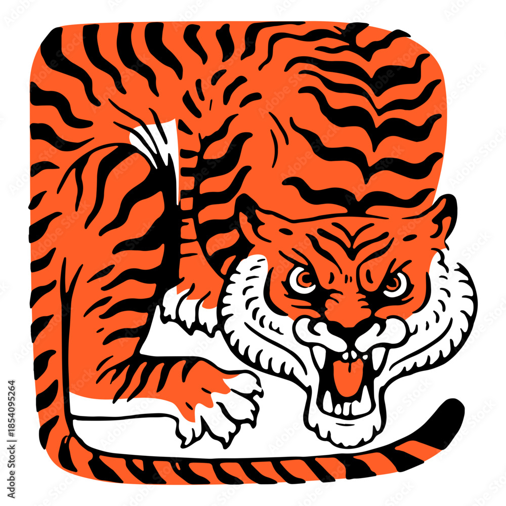 Obraz premium Tiger in shape color stroke element