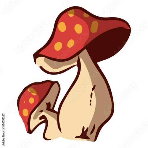 Two red mushrooms