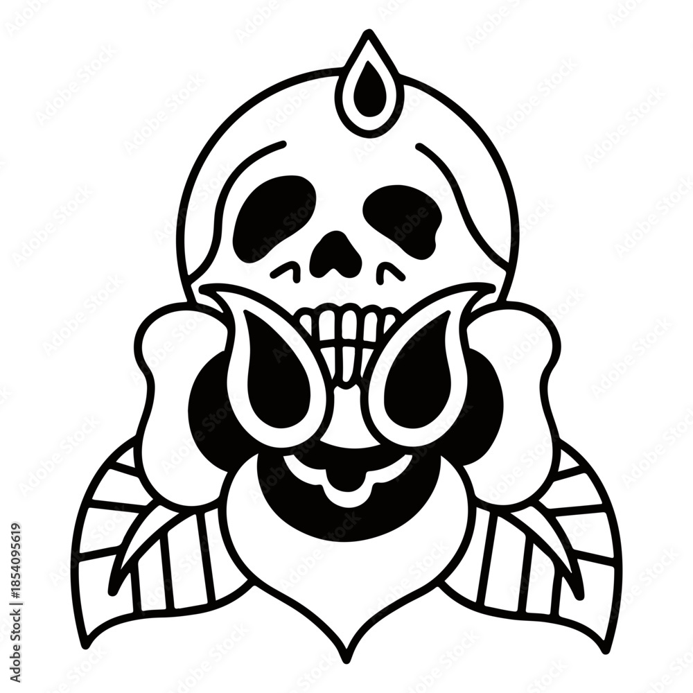 Fototapeta premium Rose flower skull tattoo