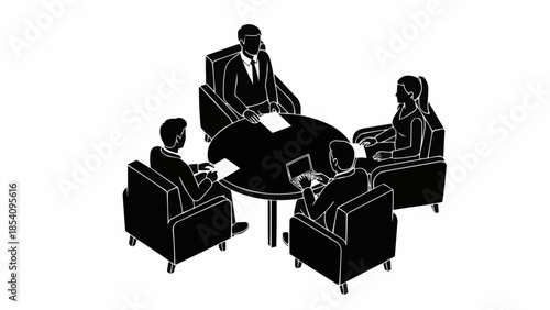 Business Professionals Discussing Around Table.