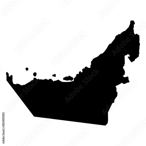 A silhouette of the map of the United Arab Emirates