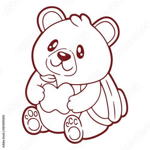 Cute kawaii-style teddy bear ready to go to school