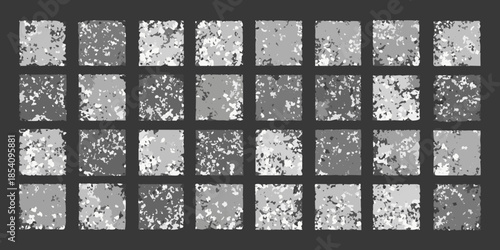 A grid of distressed textures abstract gray and white damaged surfaces