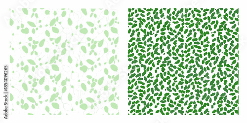 A visual comparison of sparse and dense leaf patterns in green hues
