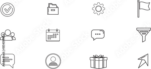 Collection of various business and communication icons