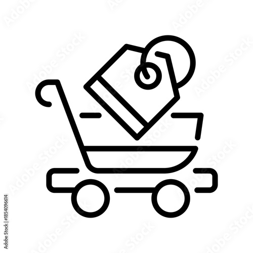 Discount Tag Line Icon, Outline Symbol for Price Drop, Special Offer, Sale Label, Coupon Mark, and Bargain Deal. Vector Sign Icon.