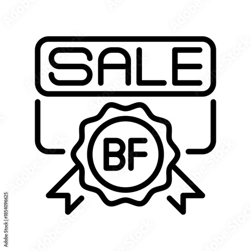 Black Friday Sale Line Icon, Outline Symbol for Seasonal Discount, Special Event, Shopping Day, Price Reduction, and November Deal. Vector Sign Icon.