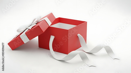 Blurry image of red gift boxes with white ribbons