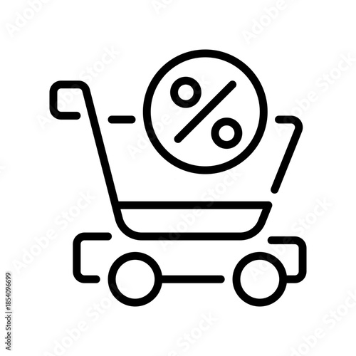 Shopping Cart Line Icon, Outline Symbol for Online Store, Item Selection, Purchase Trolley, E-commerce Tool, and Buy List. Vector Sign Icon.