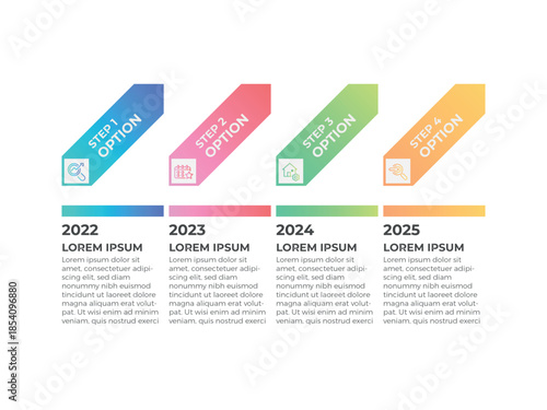 vector illustration infographic design template with 4 steps. Template for process, presentations, layout, banner, brochure.