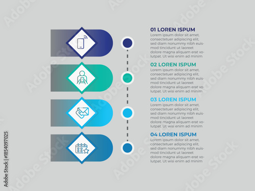 vector illustration infographic design template with 4 steps. Template for process, presentations, layout, banner, brochure.