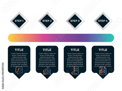 vector illustration infographic design template with 4 steps. Template for process, presentations, layout, banner, brochure.