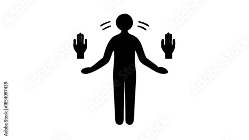 Minimal silhouette of a person standing with eyes closed, inner awareness and mindfulness wellness concept.
