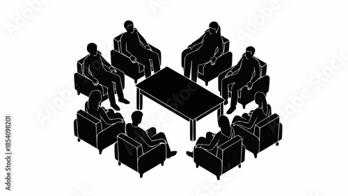 Group of People Sitting Around Table.