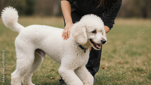 Petting a Poodle in the field