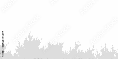 A grayscale view of treetops and foliage against a plain white background