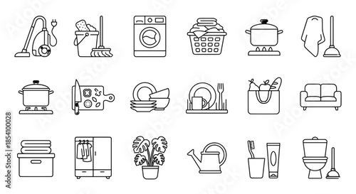 Household and home appliances vector icon set