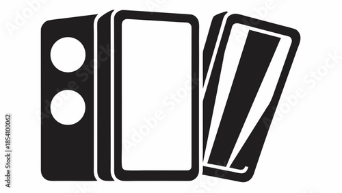 Modern smartphones and tablets in sleek black and white design