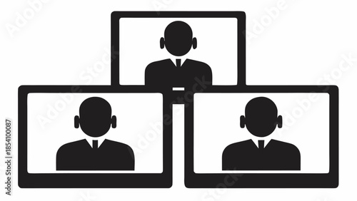 Remote workers in virtual meeting on multiple screens