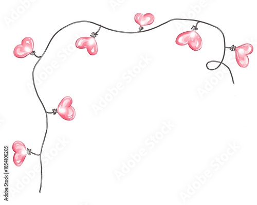 Wallpaper Mural Pink heart shaped light bulbs. Watercolor illustration Torontodigital.ca