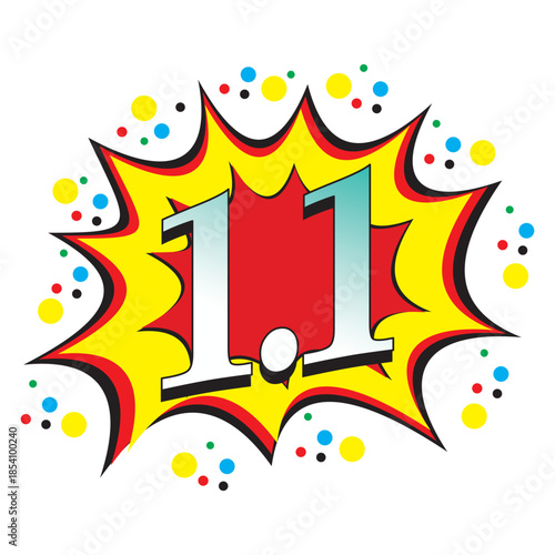 1.1 Flash Sale Promotion Comic Style Burst Banner with Dot Pattern Background