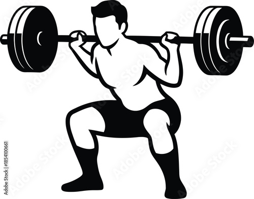 Man performing a back squat with a barbell