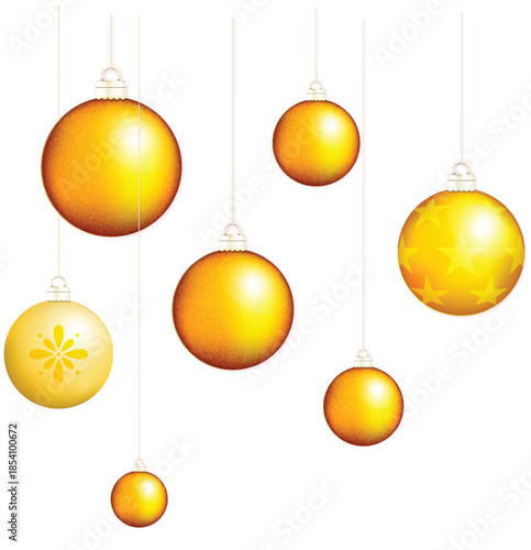 Golden oval shaped objects suspended in mid air