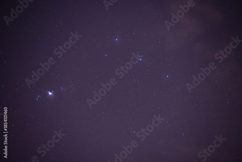 Orion galaxy, on the starry sky. 