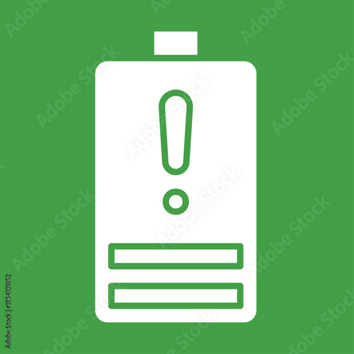 Battery Warning: A digital icon of a low-battery with an exclamation point, representing a call for energy and attention to the charging process.