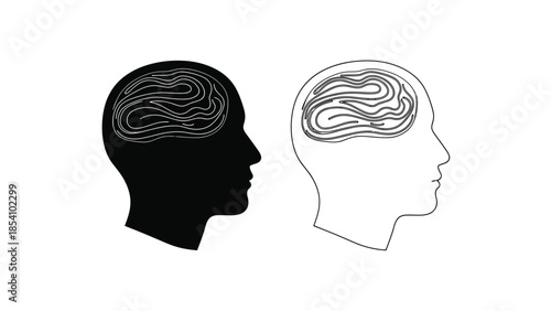 Dual representation of the human brain showcasing contrasting visual styles