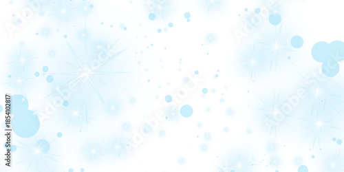 Blue water drops create a cold winter texture on a light blue background featuring a seasonal Christmas snowflake pattern and holiday stars in this vector art illustration