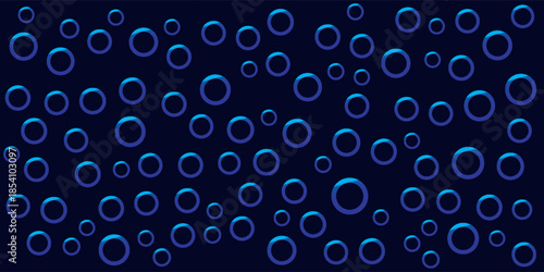 Abstract Bubbles Pattern on Dark Blue Background.